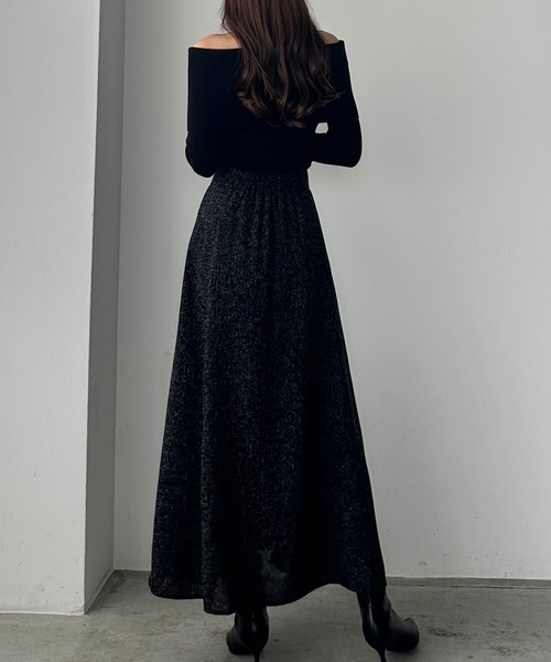 Louere（ルエレ） スカート ツイードハイウエストラッフルフレア