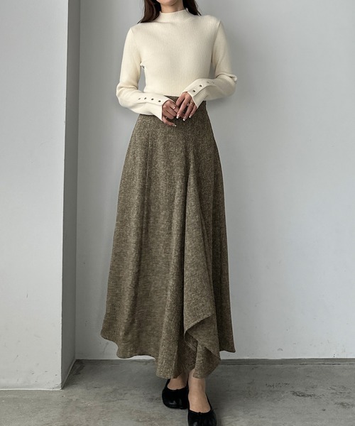 Louere（ルエレ） スカート ツイードハイウエストラッフルフレア