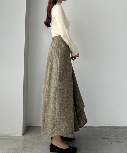 Louere（ルエレ） スカート ツイードハイウエストラッフルフレア