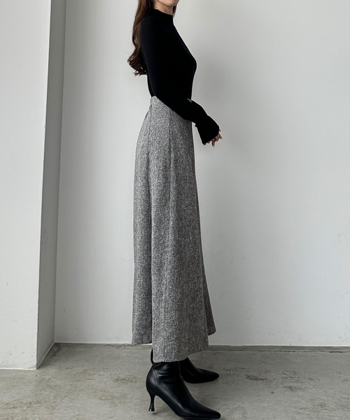 Louere（ルエレ） スカート ツイードハイウエストラッフルフレア