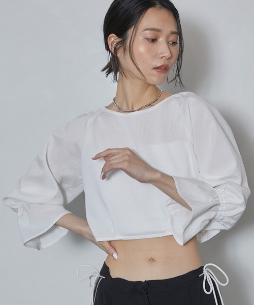 ブラウス シャツ 「ZOZOTOWN限定」2WAYレースアップシャツ / クロップ丈 ポコポコ ブラウス レディース