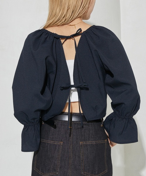 ブラウス シャツ 「ZOZOTOWN限定」2WAYレースアップシャツ / クロップ丈 ポコポコ ブラウス レディース ZOZOTOWN限定】2WAYレースアップシャツ / クロップ丈 ポコポコ