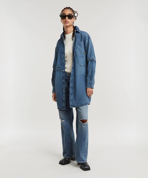 G-STAR RAW ワンピース MODULAR SHIRT DRESS/ロングデニムシャツ