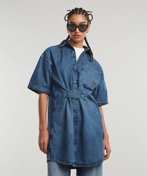 G-STAR RAW ワンピース MODULAR SHIRT DRESS/ロングデニムシャツ