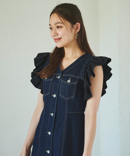 31Sons de mode デニムワンピース 31 Sons de mode ワンピース 2WAY袖デニムワンピース
