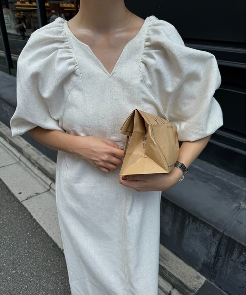 Amiur ワンピース volume sleeve pencil ops / ボリューム