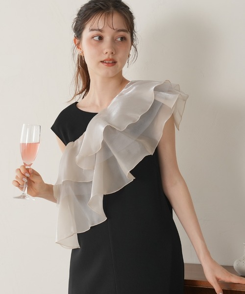 結婚式　パーティードレス　ワンピース　オーガンジー　可愛いボレロセット　新品 DRESS+ ワンピース オーガンジー 結婚式 フォーマル パーティー