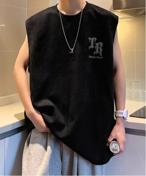 フェイクスエード タンクトップ 袖なし Tシャツ 韓国 3色 hr8963 NOWLE tシャツ 「NOWLE」フェイクスエード ノースリーブ Tシャツ
