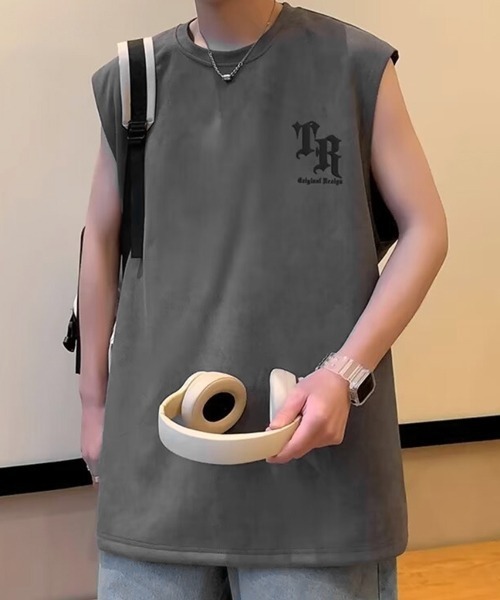 tシャツ 「NOWLE」フェイクスエード ノースリーブ Tシャツ メンズ レディース | NOWLE | 04