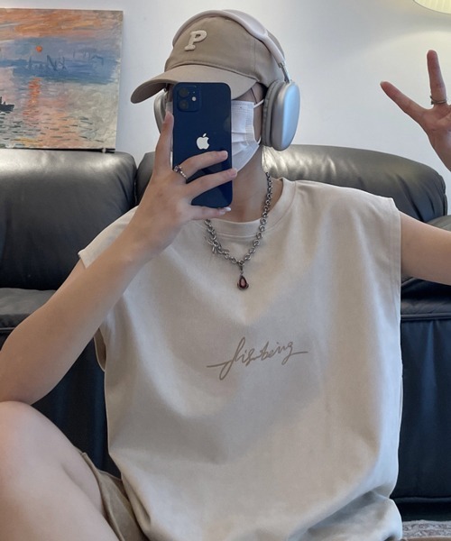 tシャツ 「NOWLE」フェイクスエード ノースリーブ Tシャツ メンズ レディース | NOWLE | 10