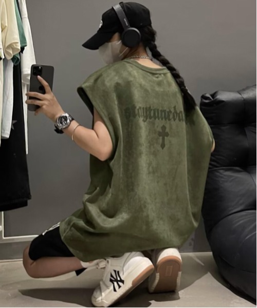 tシャツ 「NOWLE」フェイクスエード ノースリーブ Tシャツ メンズ レディース | NOWLE | 12