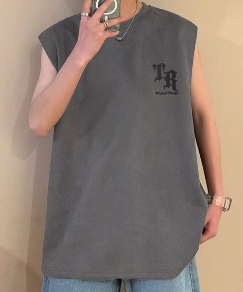 tシャツ 「NOWLE」フェイクスエード ノースリーブ Tシャツ メンズ レディース | NOWLE | 25