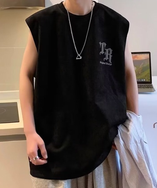 フェイクスエード タンクトップ 3色 袖なし Tシャツ 韓国 nr8963 NOWLE tシャツ 「NOWLE」フェイクスエード ノースリーブ Tシャツ