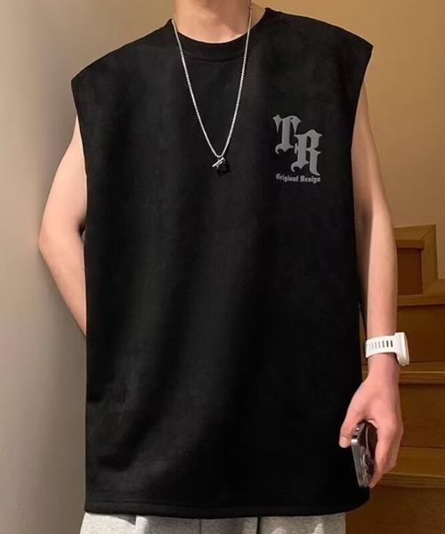 tシャツ 「NOWLE」フェイクスエード ノースリーブ Tシャツ メンズ レディース | NOWLE | 30