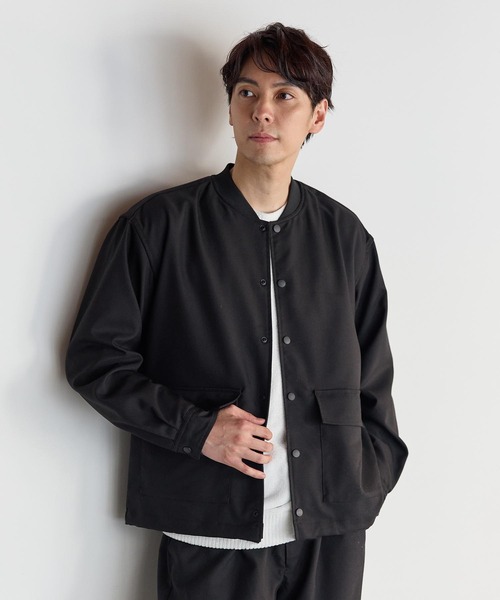 ヴィンテージ ダブル セットアップ ピンバッジ シャツ フルセット ネイビー 【上下セットアップ】ダブルジャケット イージーケア