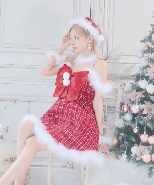 sugar nine コスプレ リボンキャミソールフレアツイードサンタコスプレ