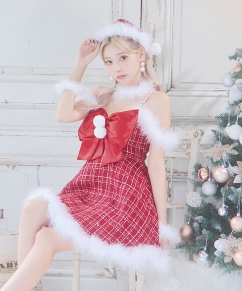 sugar nine コスプレ リボンキャミソールフレアツイードサンタコスプレ