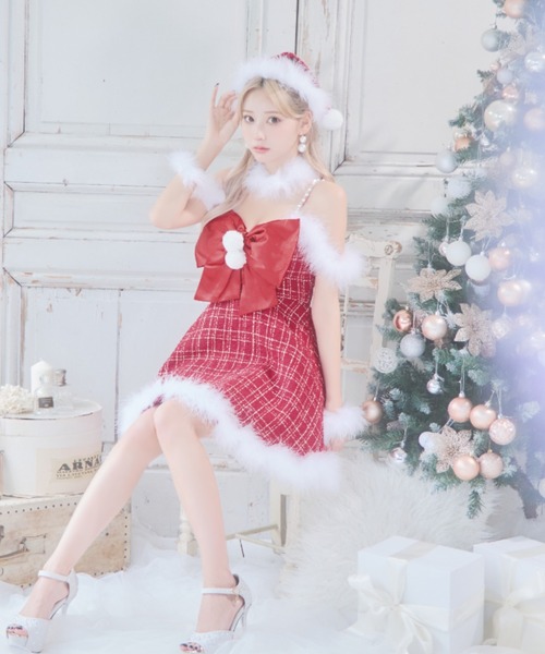 sugar nine コスプレ リボンキャミソールフレアツイードサンタコスプレ