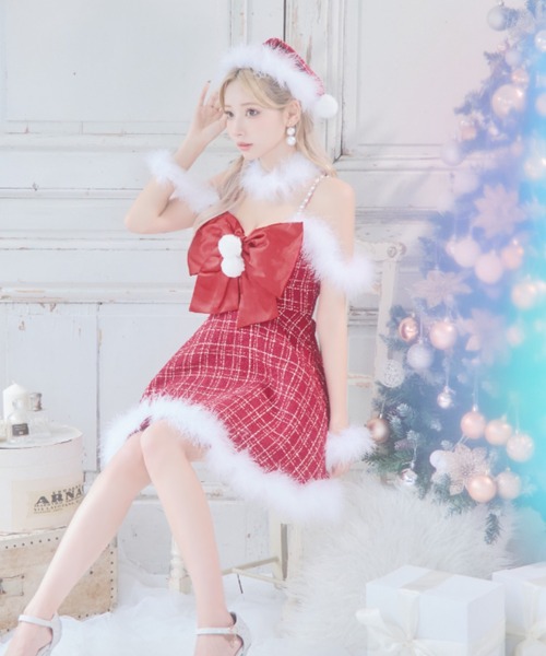sugar nine コスプレ リボンキャミソールフレアツイードサンタコスプレ
