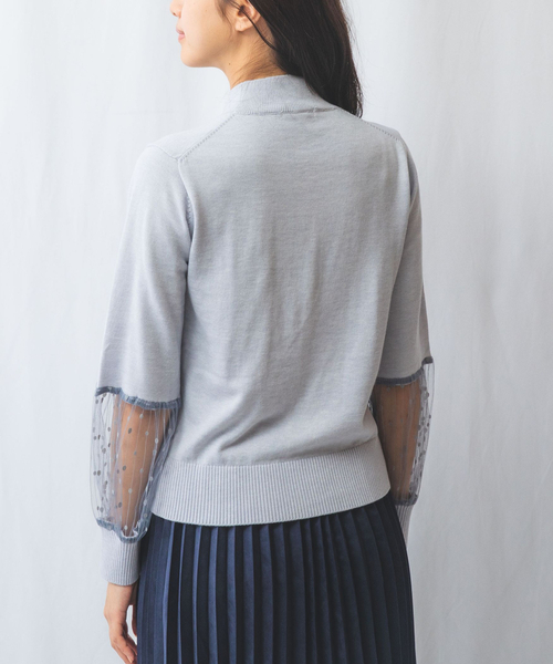 【NARACAMICIE】チュール袖ハイネックニットプルオーバー NARACAMICIE ニット セーター 「NARACAMICIE」チュール袖