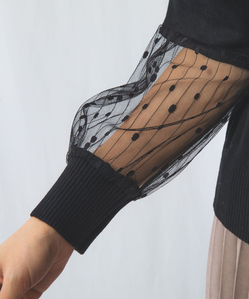 【NARACAMICIE】チュール袖ハイネックニットプルオーバー NARACAMICIE ニット セーター 「NARACAMICIE」チュール袖