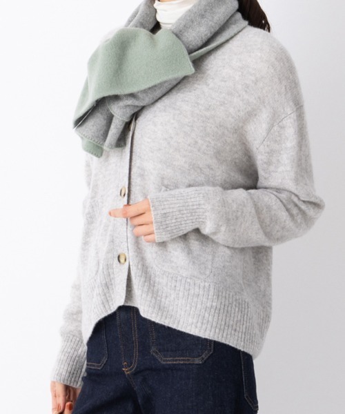 美品FOXEY 薄手カシミヤ100%カーディガン包みボタンふんわり七分袖Mグレー カーディガン カシミヤ100%ふんわりカーディガン 前あき ボタン V