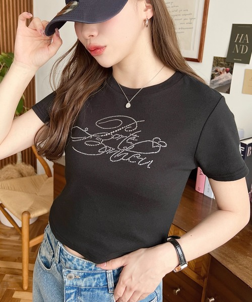 mobb チビT ロゴストーン MOBB モブ ストーンロゴ クロップドTシャツ ホワイト Sサイズ