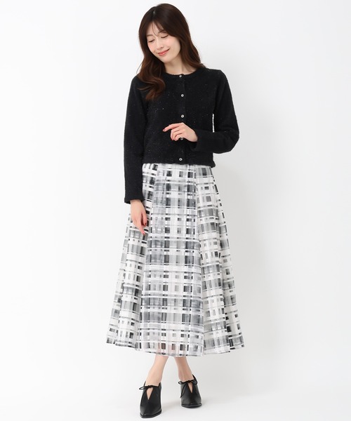 MISCH MASCH スカート 2025春夏新作 シアーチェックフレア