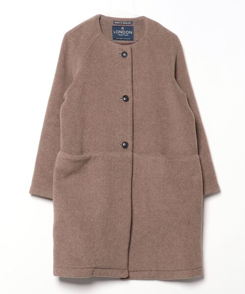 新品タグ付き　ロンドントラディション　ノーカラーロングコート　イギリス製 LONDON Tradition（ロンドントラディション） ノーカラーコート 38