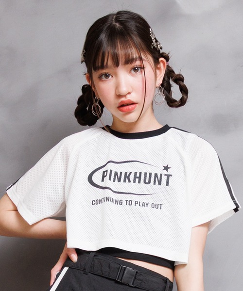 PINKHUNT（ピンクハント） tシャツ タンク付き ショート丈メッシュ T