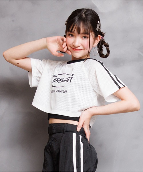 PINKHUNT（ピンクハント） tシャツ タンク付き ショート丈メッシュ T