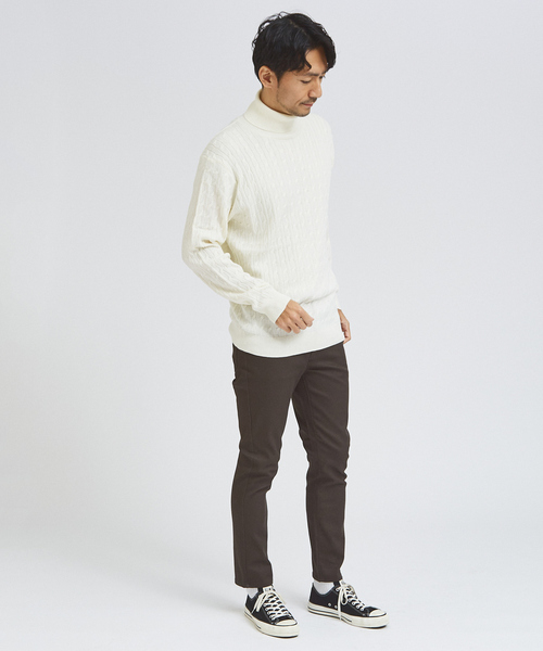 「ABAHOUSE GRAY」 タートルネックニット 44 オフホワイト メンズ_画像3