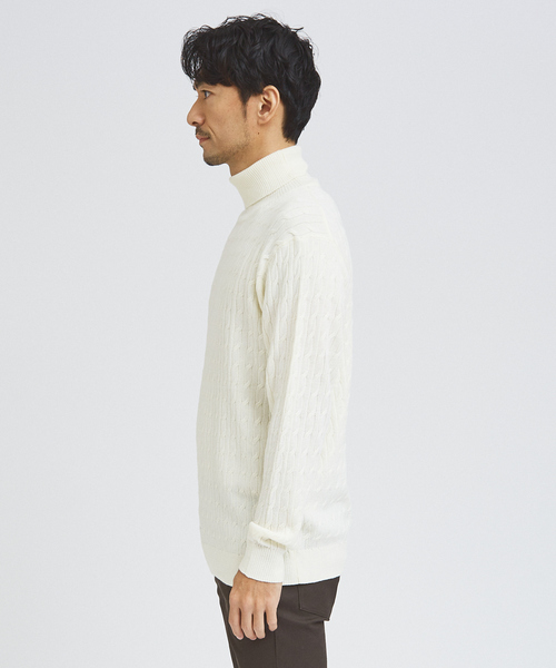 「ABAHOUSE GRAY」 タートルネックニット 44 オフホワイト メンズ_画像5