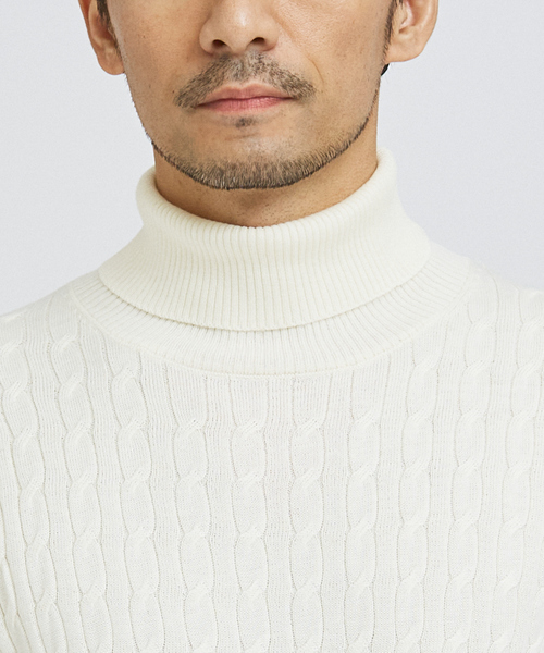 「ABAHOUSE GRAY」 タートルネックニット 44 オフホワイト メンズ_画像7