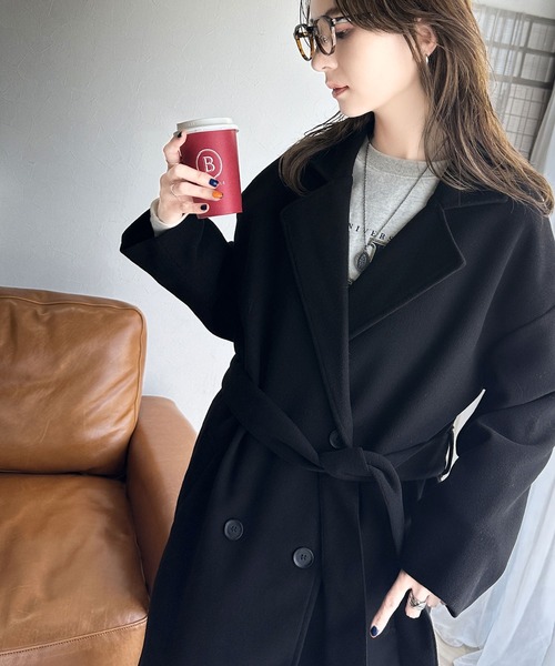 「classicalelf」 チェスターコート MEDIUM ブラック レディース_画像4