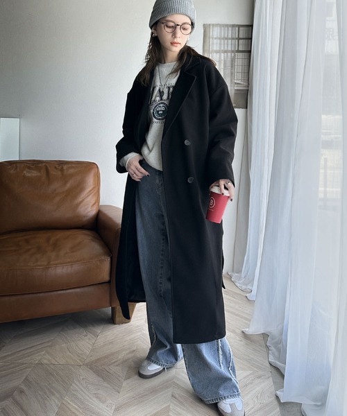 「classicalelf」 チェスターコート MEDIUM ブラック レディース_画像6