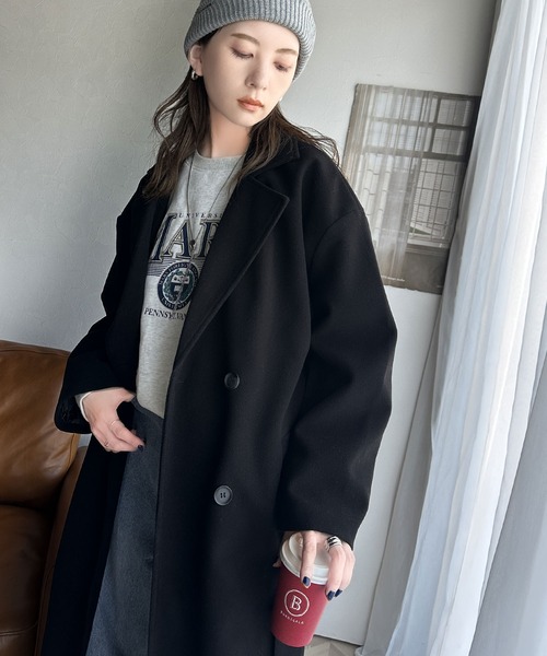 「classicalelf」 チェスターコート MEDIUM ブラック レディース_画像7