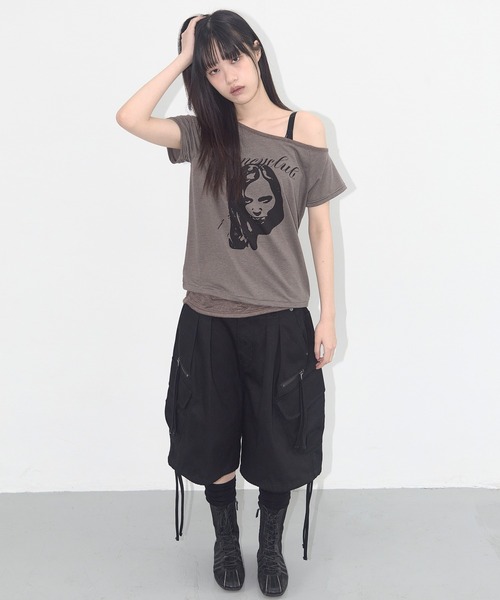 tシャツ K-POPアイドル着用 FANCY CLUB／ワンショルダーＴ レディース FANCY CLUB tシャツ K-POPアイドル着用 CLUB／ワンショルダーT