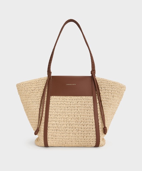 【国内正規総代理店アイテム】 CHARLES ＆ KEITH トートバッグ Shalia シャリア ラフィア 米・雑穀・粉類