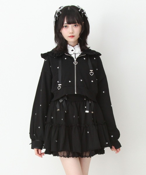 美品 大きいサイズ トゥービーシック ビジュー フリル ニットパーカー