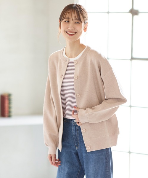 「Honeys」 ニットカーディガン L グレイッシュベージュ レディース_画像9