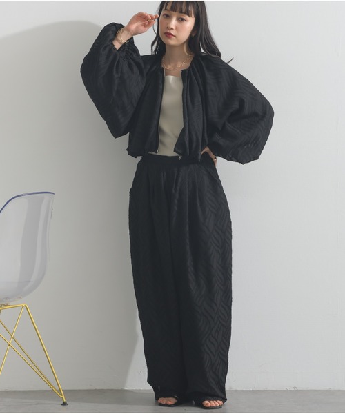 lounie ジャガードバルーンアウター　ノーカラージャケット バルーンスリーブ 楽天市場】 バルーンスリーブ ジャケット レディース アウター