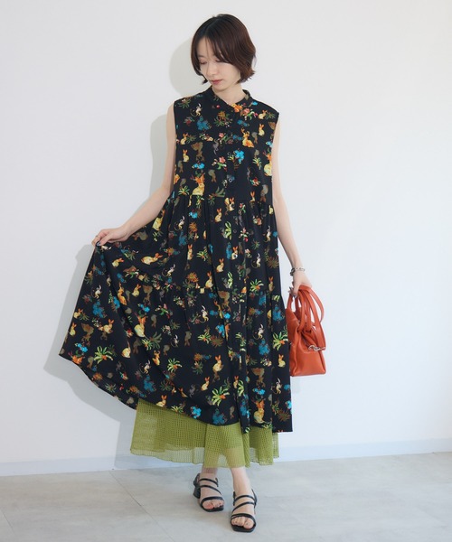 Paradise Picnic ワンピース 総柄ティアード前開きワンピース