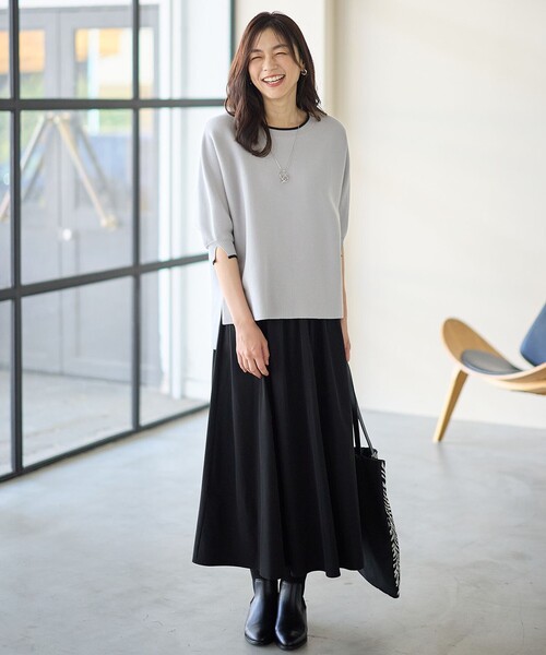 ANY（エニィ） セットアップ 「2SET」バイカラーニット×布帛スカート