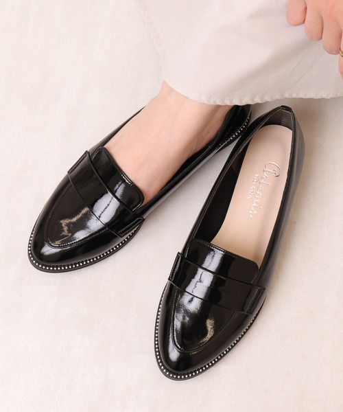 【未使用級】DAIANA /レザーローファー 厚底 ブラック エナメル artemis by DIANA（アルテミス by ダイアナ） ローファー エナメル