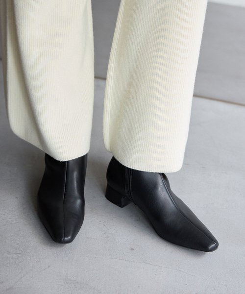 LE TALON 3cmフレンチスクエアフィットショートブーツ M 23.5 LE TALON｜《追加》3cmフレンチスクエアフィットショートブーツ