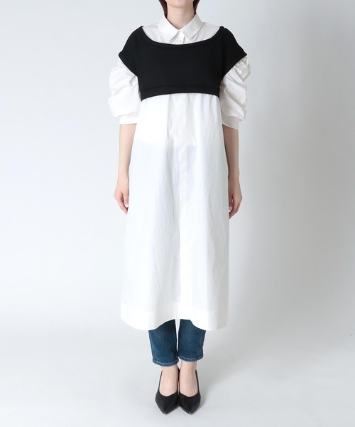 「Cepica」 半袖ワンピース FREE ホワイト×ブラック レディース_画像3