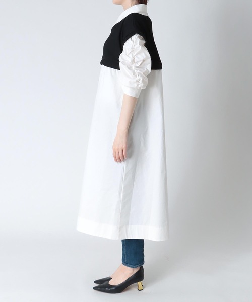 「Cepica」 半袖ワンピース FREE ホワイト×ブラック レディース_画像4