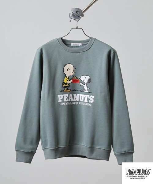 パーリーゲイツ x PEANUTS 裏起毛 スウェットトレーナーグレー系 6 PEANUTS トレーナー スウェット プリント裏起毛トレーナー メンズ