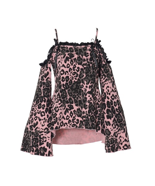 AVENCHUMU tシャツ Leopard print open shoulder tops レディース